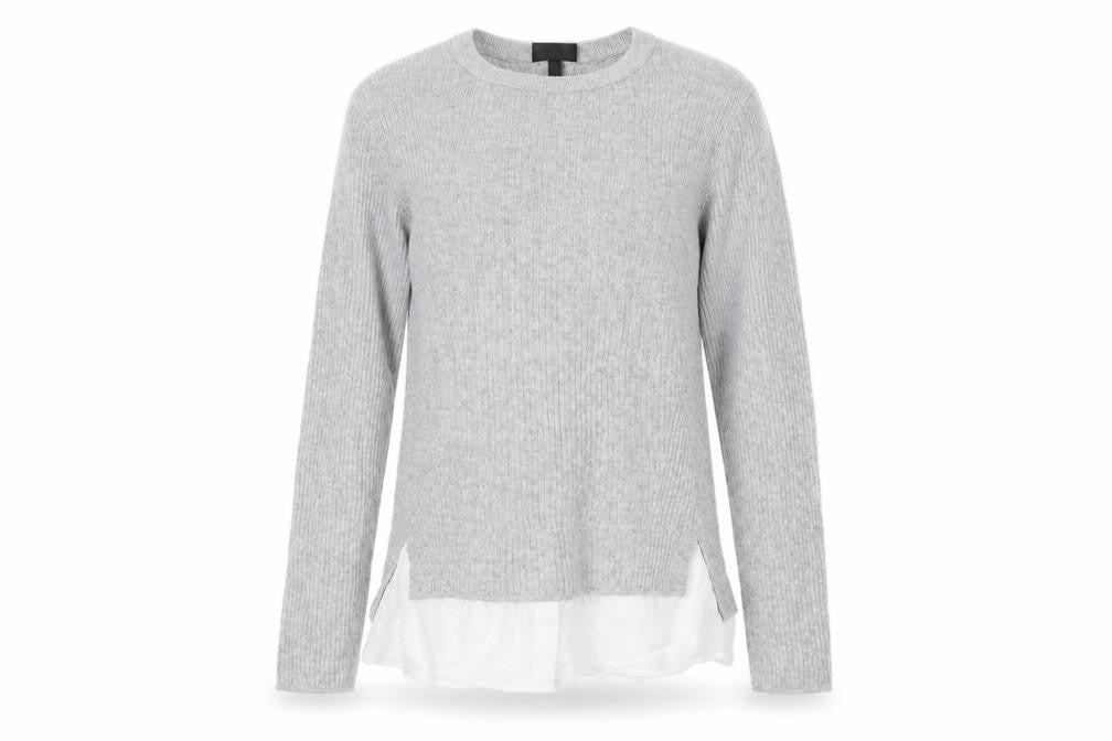 Front view of Topshop women’s grey jumper, size UK 10