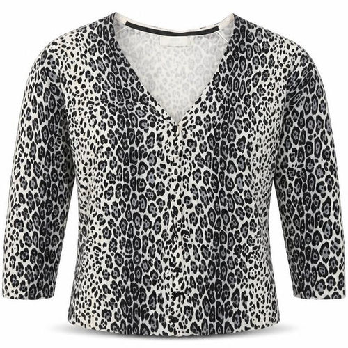 Marks and Spencer Womens Grey Animal Print  Cardigan Jumper Size 12