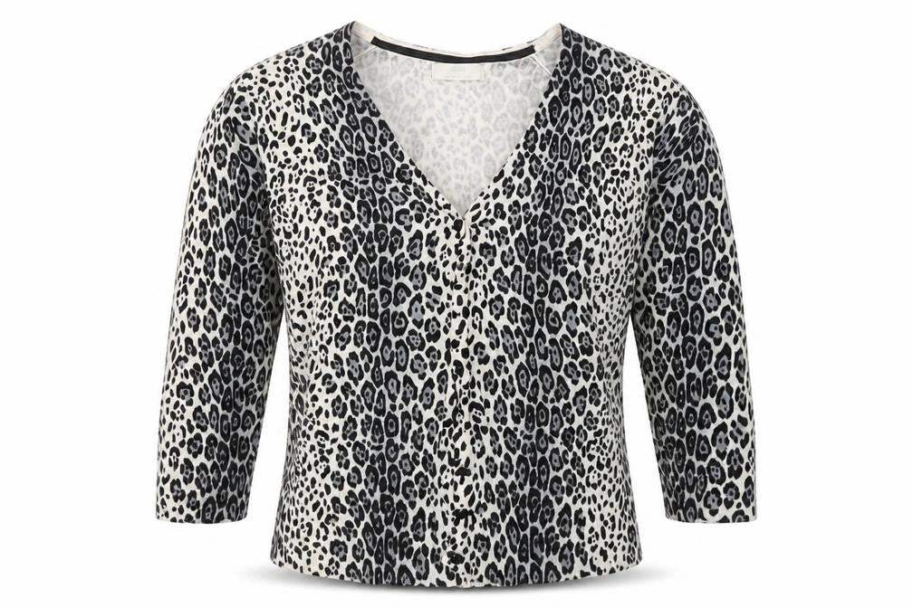 Marks and Spencer Womens Grey Animal Print  Cardigan Jumper Size 12