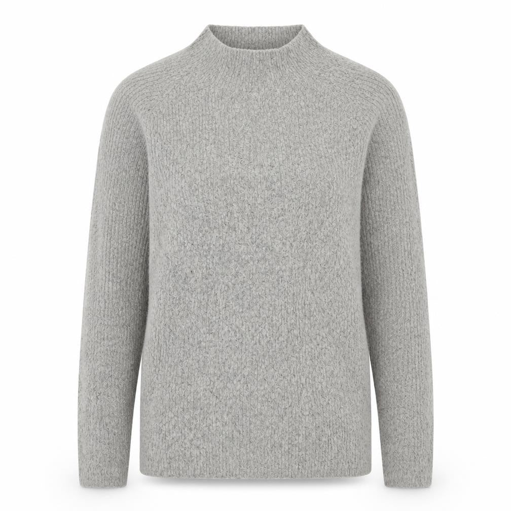 Front view of THINK POSITIVE women’s grey knit jumper, size M