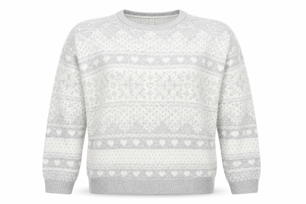 Front view of Matalan women’s grey geometric knit jumper, size S