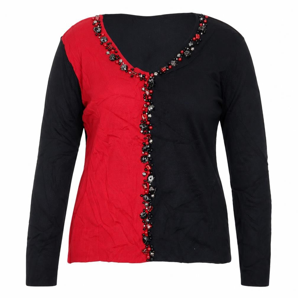 Roman Womens Red  Knit Pullover Jumper Size M  - Colour Block