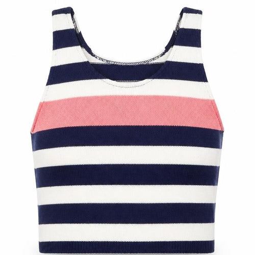 Jonathan Miller Womens Blue Striped Knit Cropped T-Shirt Size M