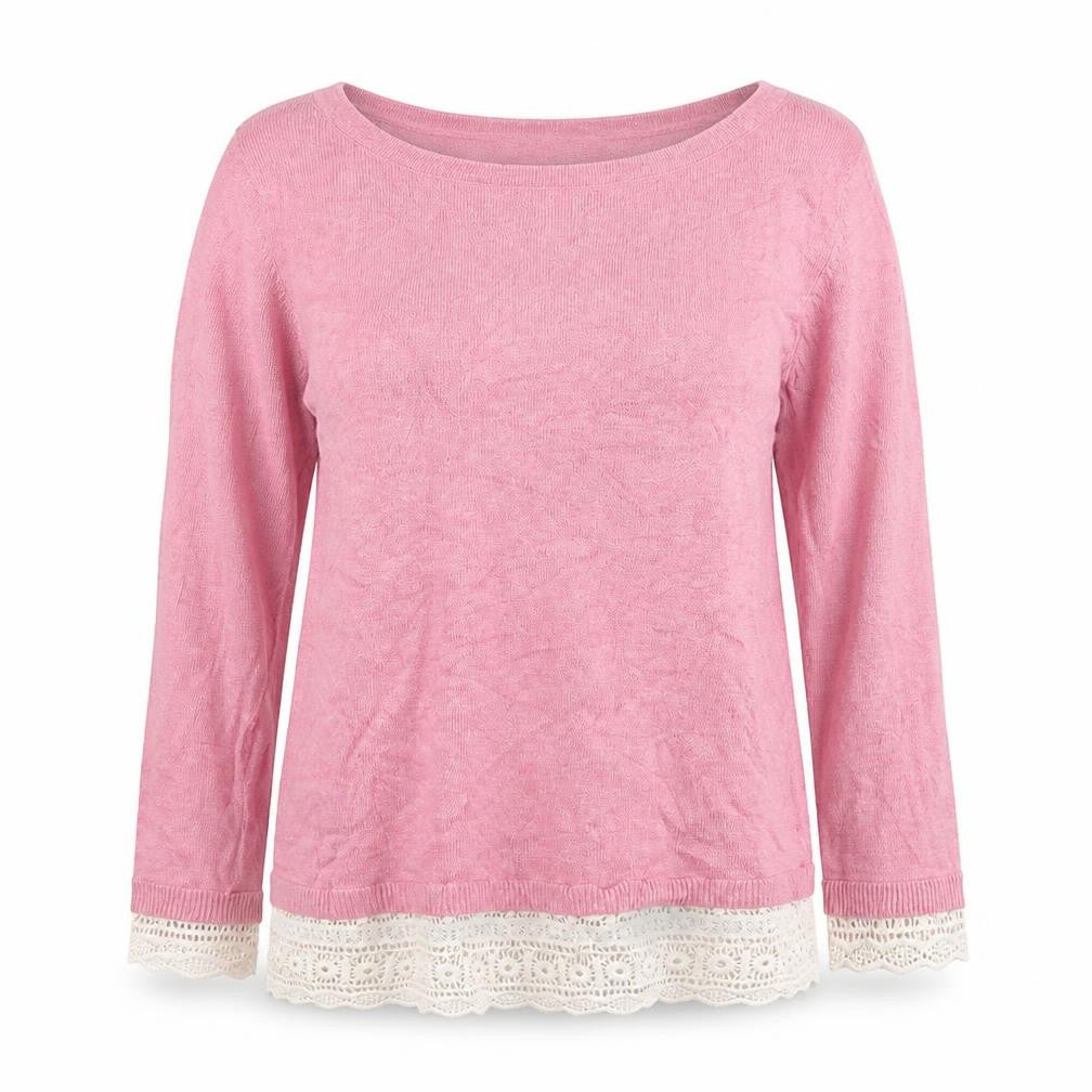 Front view of M&Co women’s pink knit jumper, size UK 12