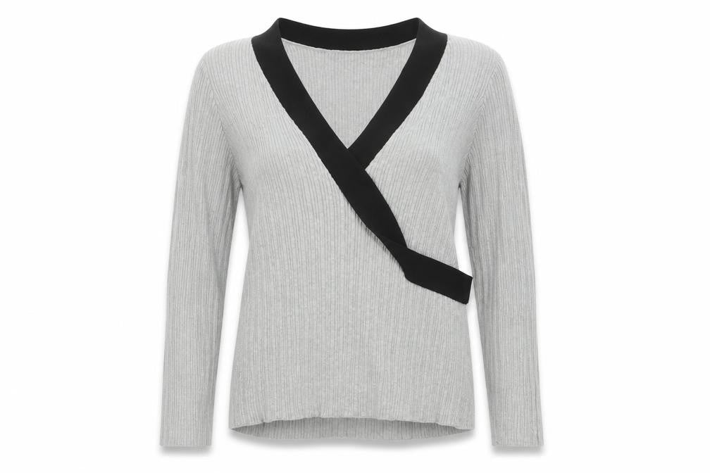 Front view of ASOS women’s grey knit jumper, size UK 16