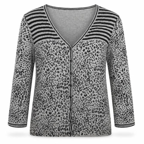 CC Womens Grey Animal Print Knit Cardigan Jumper Size M