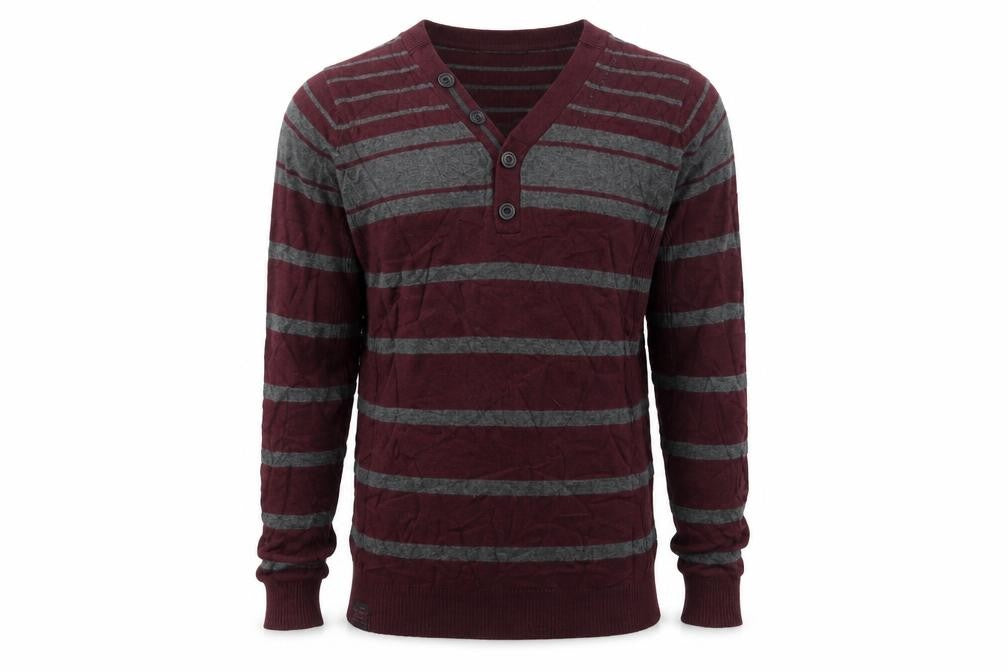 Front view of Next men’s purple striped knit jumper, size S