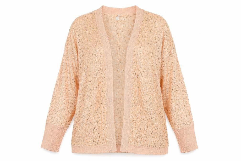 Front view of Note women’s orange knit cardigan jumper, size UK 16
