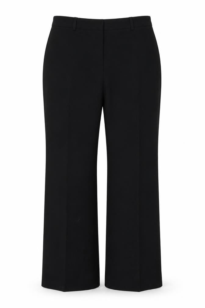 Front view of Preworn women’s black trousers, size UK 16, 29-inch leg