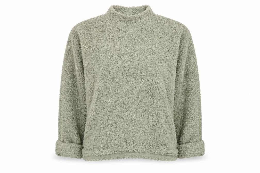 Front view of PRETTYLITTLETHING women’s green jumper, size UK 12