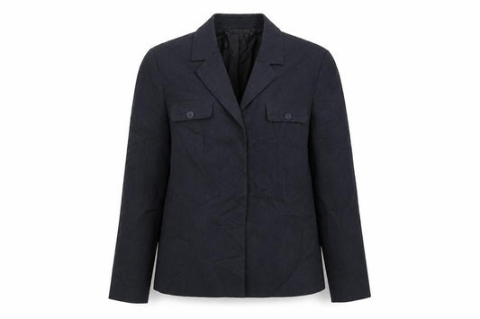 Front view of Next women’s blue jacket, size UK 12