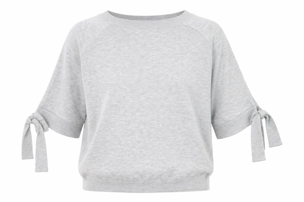 Front view of Tu women’s grey knit jumper, size UK 12