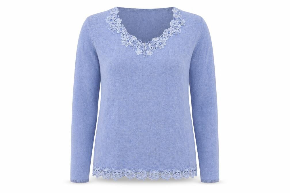 Front view of Reflect women’s blue knit jumper, size M