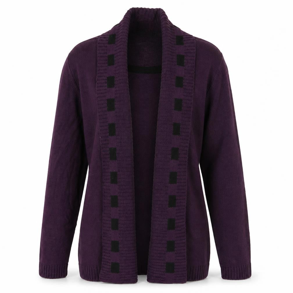 Front view of Glimpse Design women’s purple knit jumper, size M