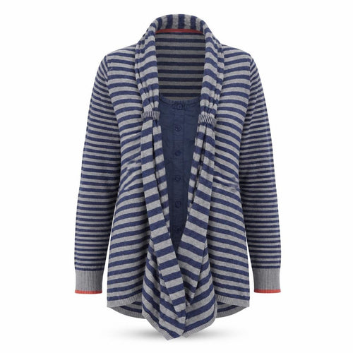 M&S Womens Blue Striped  Cardigan Jumper Size 12