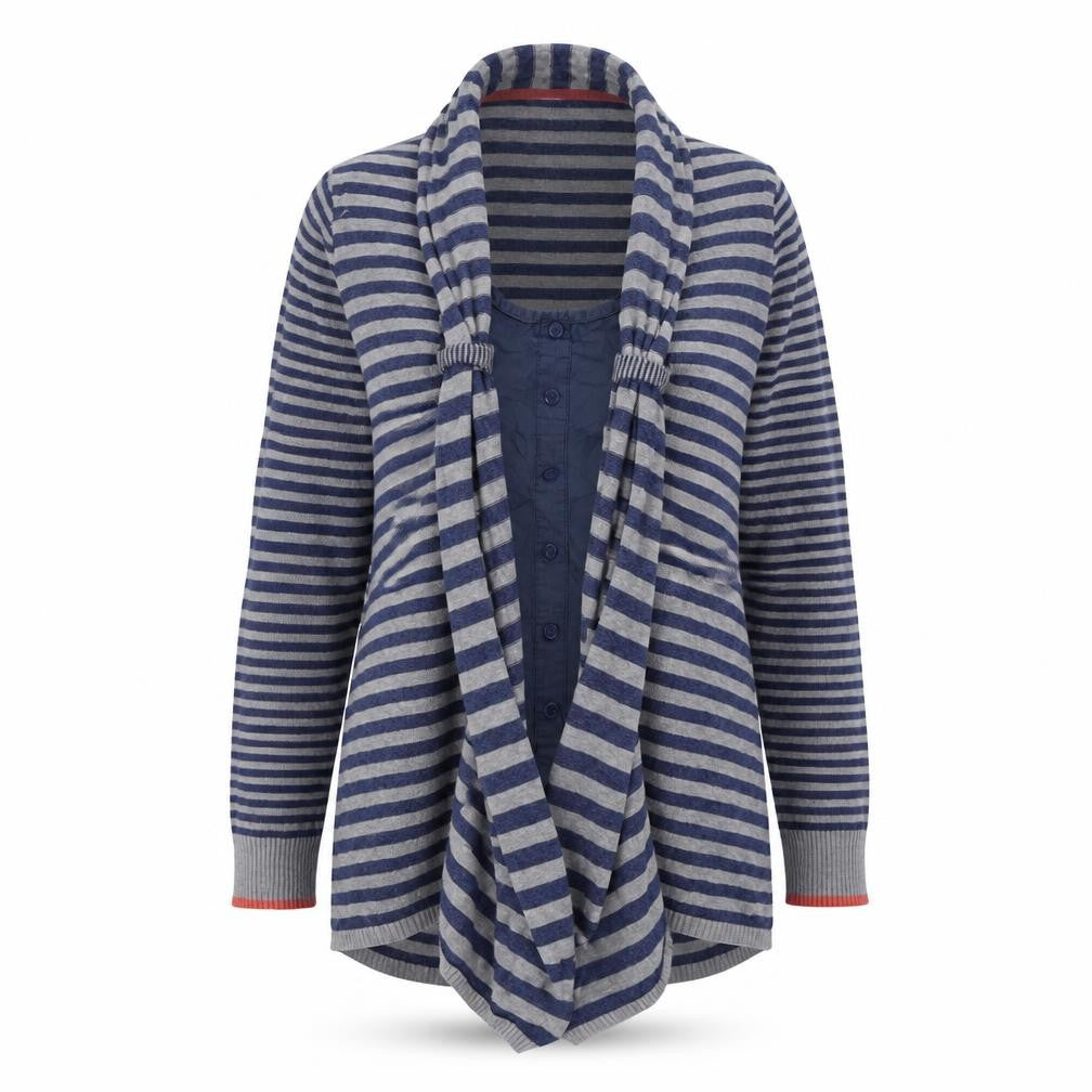 M&S Womens Blue Striped  Cardigan Jumper Size 12