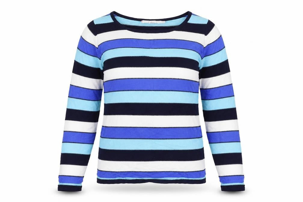 Isla Womens Blue Striped  Pullover Jumper Size 10