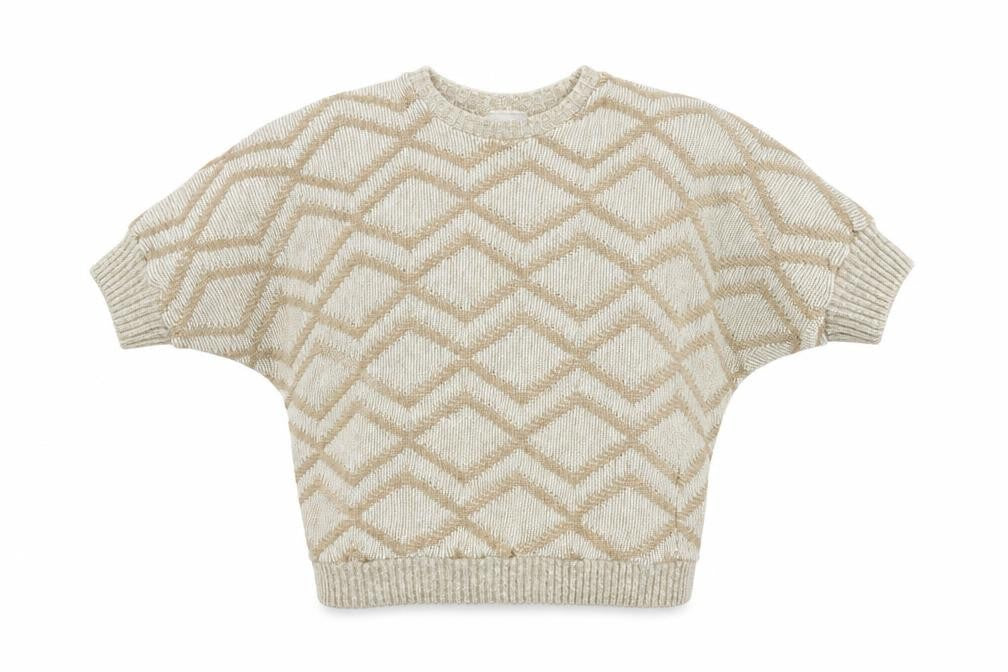 Front view of Demart women’s brown geometric jumper, size S