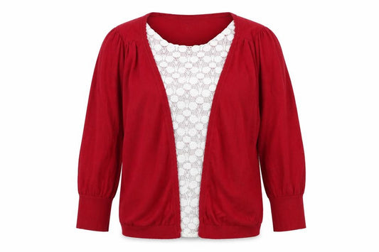 Front view of Next women’s red jumper, size UK 16