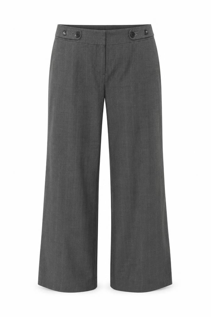 Front view of Marks & Spencer women’s grey trousers, size UK 14, 28-inch leg