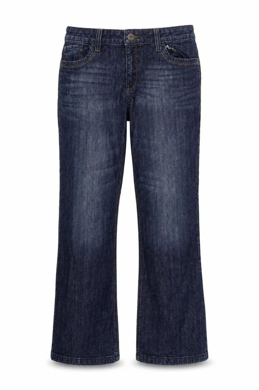 Front view of st Oliver women’s blue denim bootcut jeans, size UK 44, in, 27-inch leg