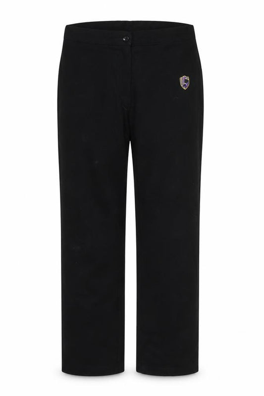 Front view of Preworn girls’ black capri trousers, size M