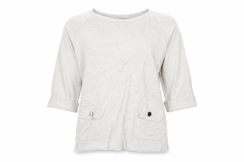 Front view of Marks & Spencer women’s beige jumper, size UK 10
