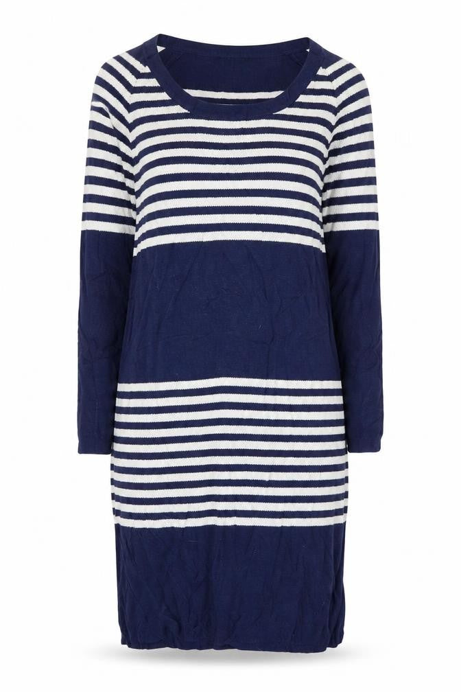Front view of Great Plains women’s blue striped a-line, size XS