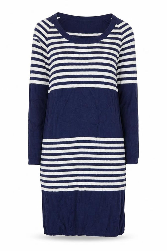 Front view of Great Plains women’s blue striped a-line, size XS