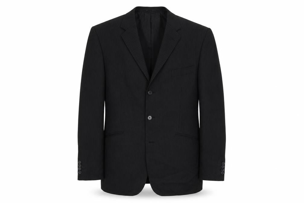 Front view of Tu men’s grey houndstooth jacket suit, size S