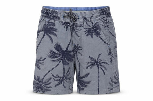 Front view of Denim & Co. girls’ grey geometric cargo shorts, size 3-4, years