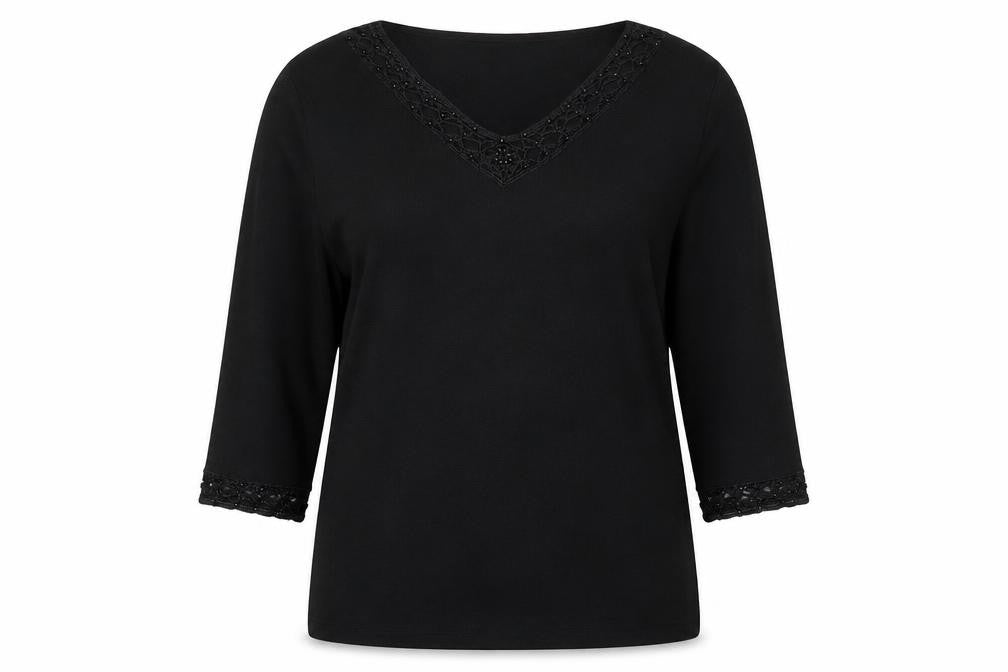 Front view of Preworn women’s black jumper, size UK 18
