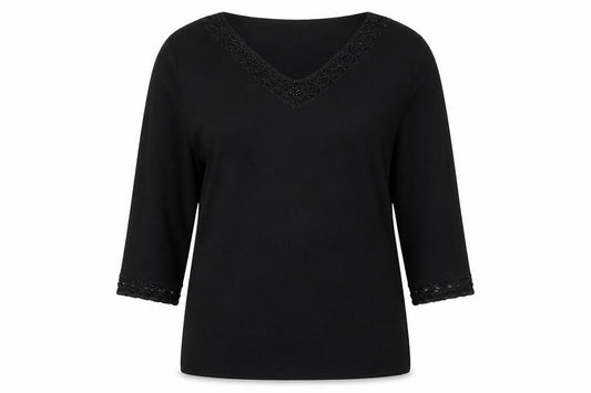 Front view of Preworn women’s black jumper, size UK 18