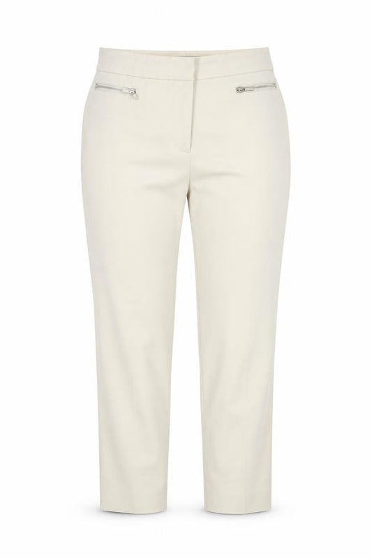 Front view of Marks & Spencer women’s beige trousers, size UK 12, 24-inch leg