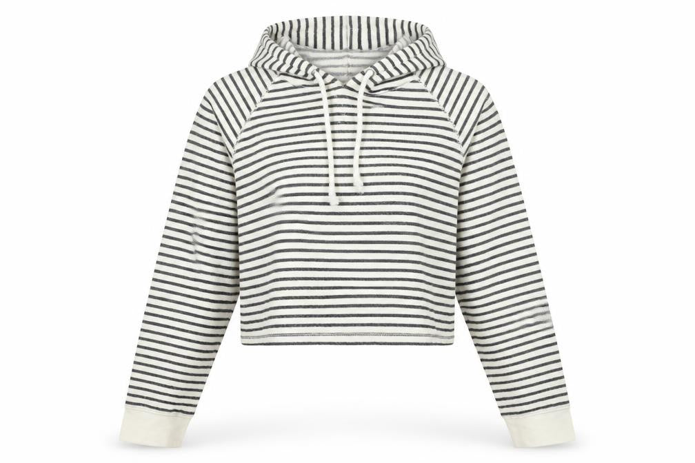 Front view of Divided by H&M women’s white striped jumper, size S