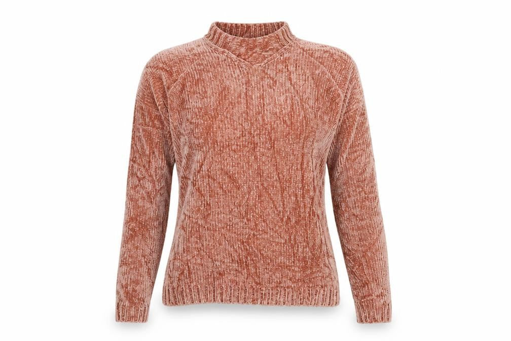 Front view of Dorothy Perkins women’s orange jumper, size UK 10