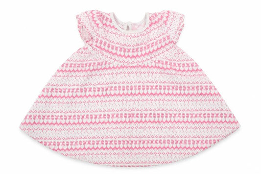 Front view of F&F girls’ pink geometric a-line, size 18-24, months