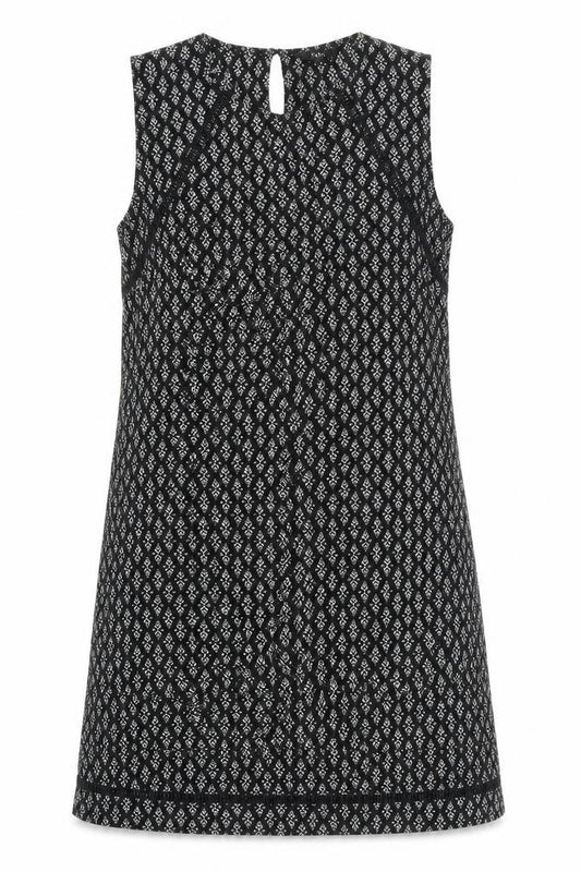 Front view of Next women’s black argyle/diamond shift, size UK 12