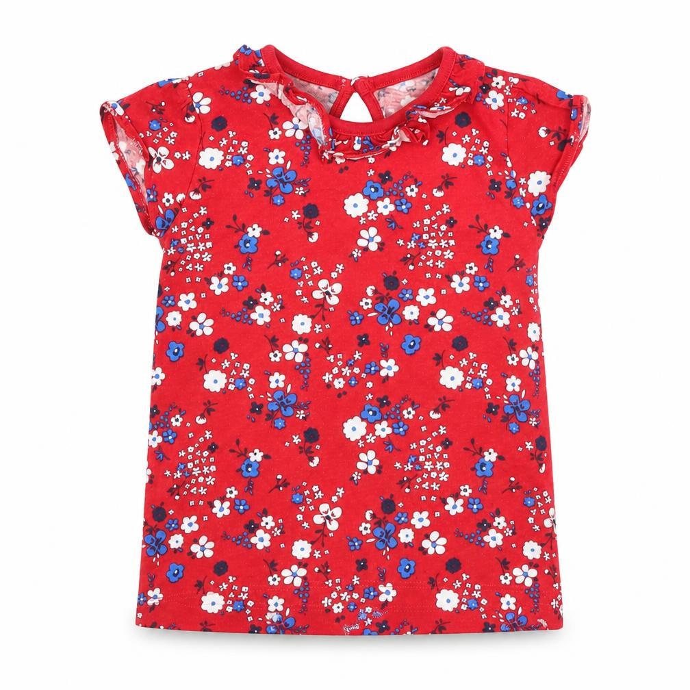 Front view of Tu girls’ red floral basic blouse, size 9-12, months