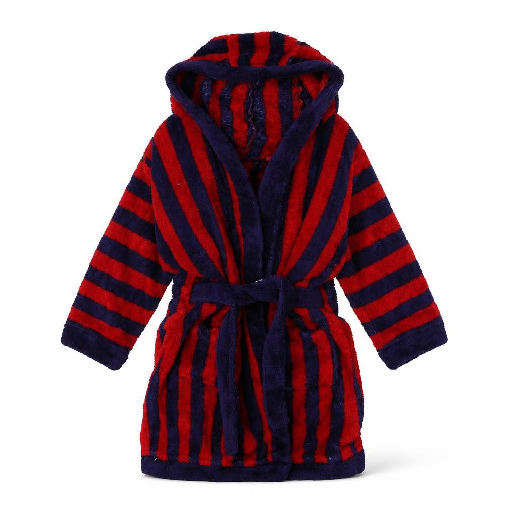 Mini Club Boys Red Striped Fleece  Gown Size 2 Years