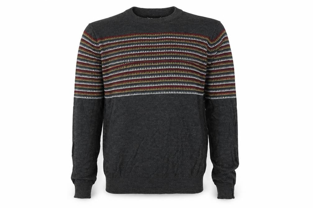 Front view of Cedarwood State men’s grey jumper, size S