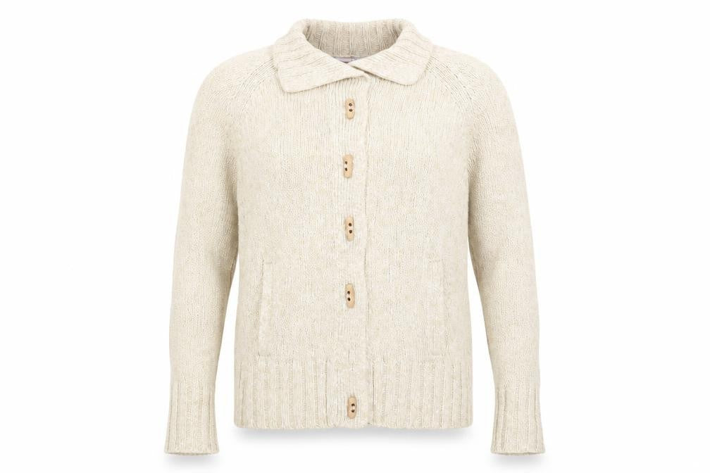 Front view of Papaya women’s ivory cardigan jumper, size UK 12