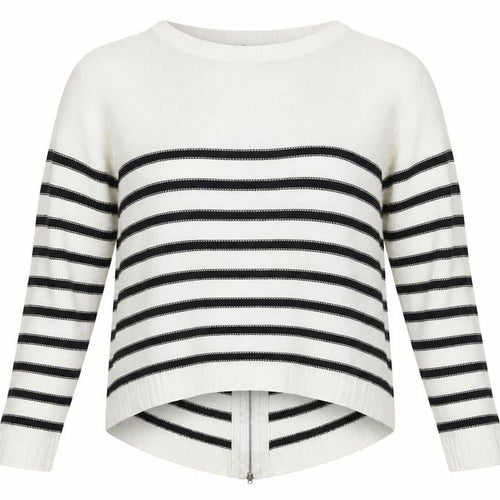 Brave Soul Womens White Striped  Full Zip Jumper Size 12