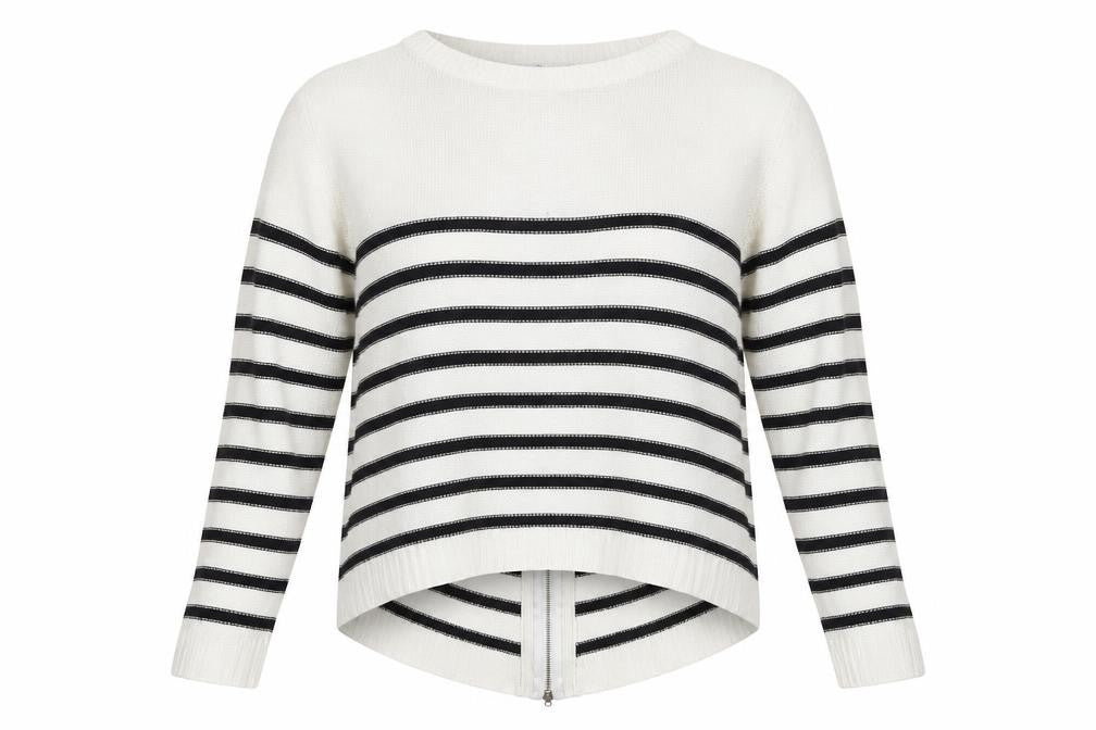 Brave Soul Womens White Striped  Full Zip Jumper Size 12