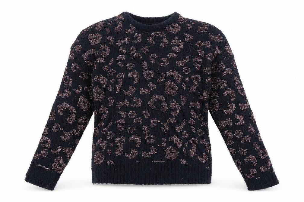 Front view of Primark girls’ blue animal print jumper, size 10-11, years