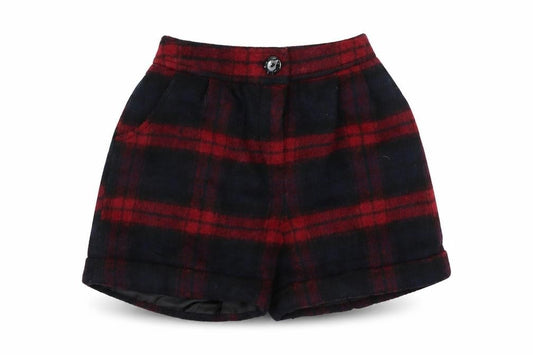 Front view of Nutmeg girls’ blue hot pants shorts, size 9-10, years