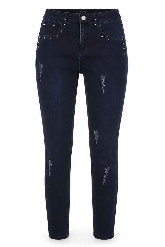 Front view of Select women’s blue denim skinny jeans, size UK 6, 29-inch leg
