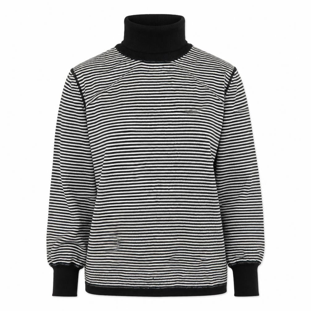 Front view of Limited Collection women’s white striped jumper, size UK 16