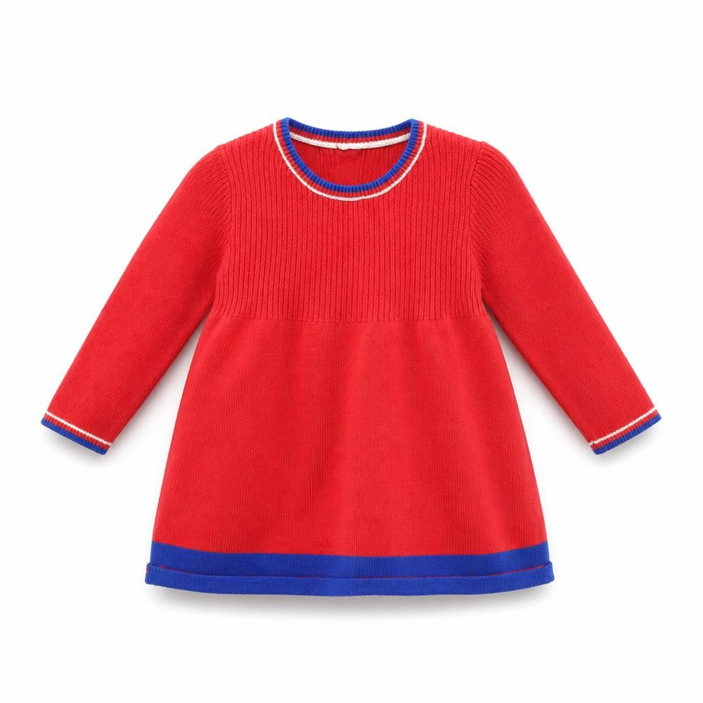 Front view of Next girls’ red fit & flare, size 6-9, months