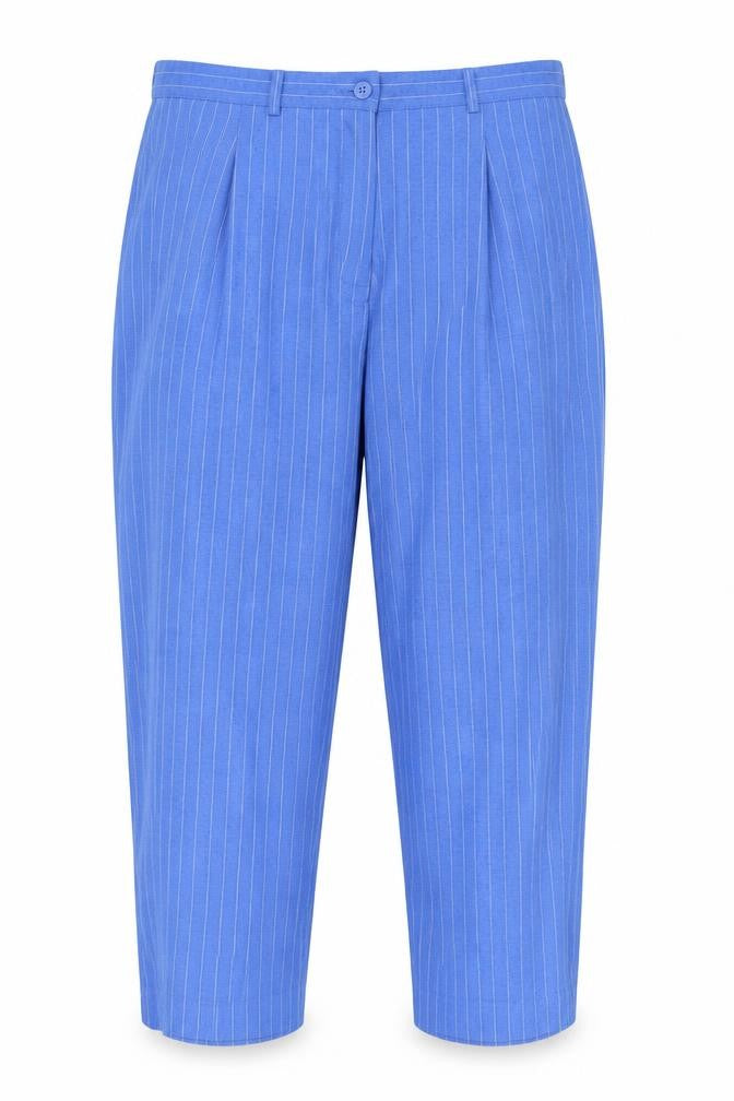 Daxon Womens Blue Striped  Capri Trousers Size 16 L26 in